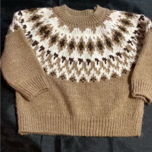 Zara Tan and Cream Knit Sweater
